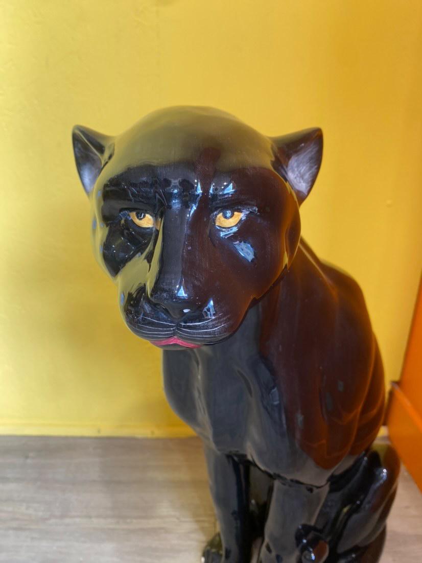 Panthère noire en céramique Vintage 70's