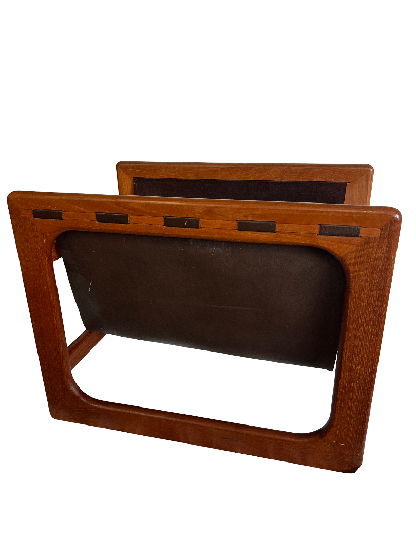 Porte revues scandinave en teck massif 1960