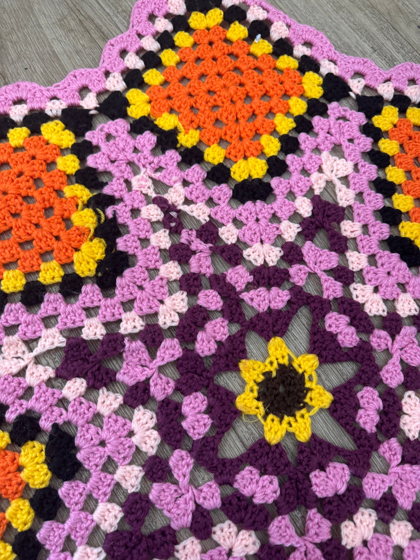 Plaid en crochet 70s