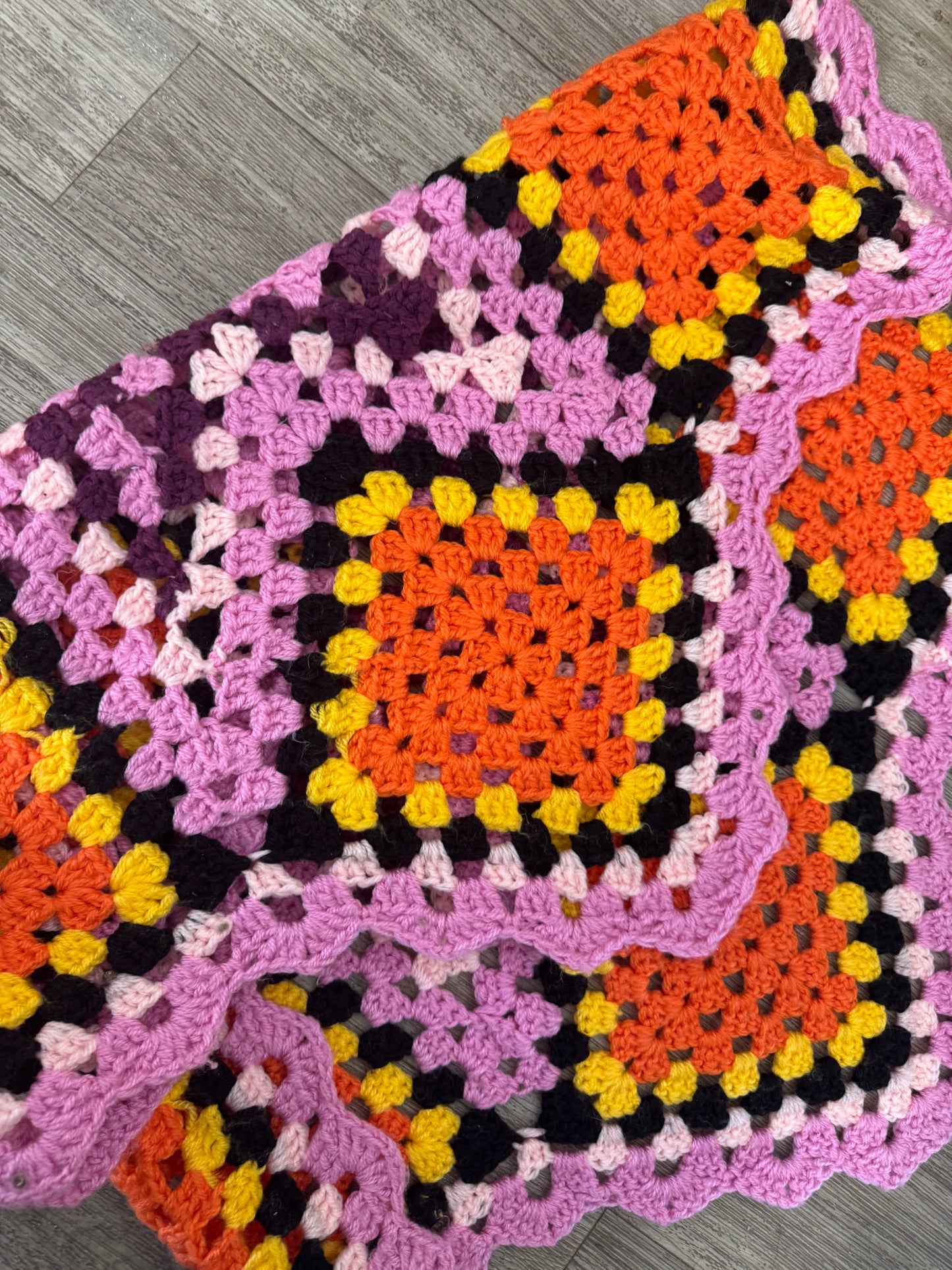 Plaid en crochet 70s