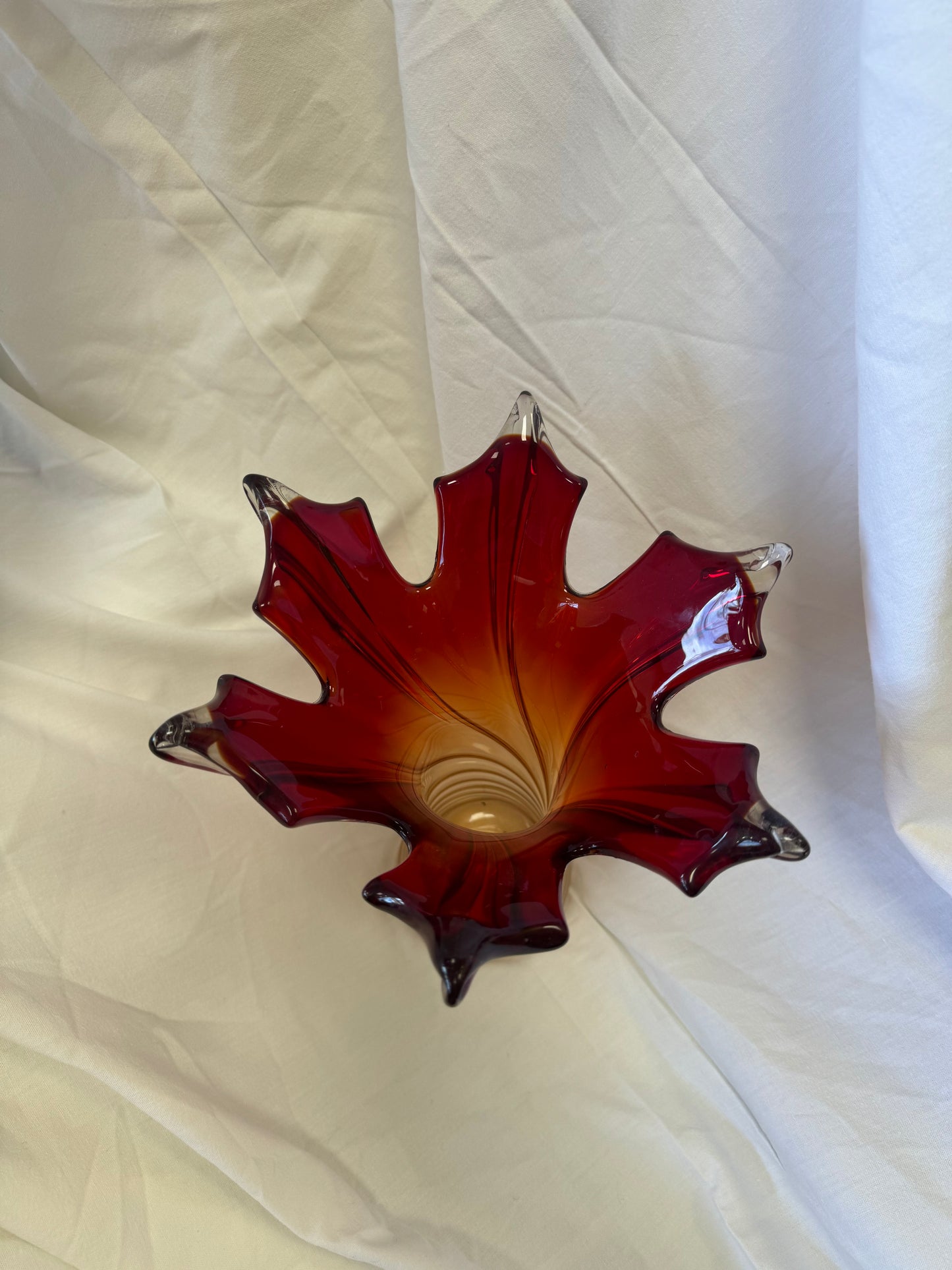 Vase en feuille d'érable Murano 70s