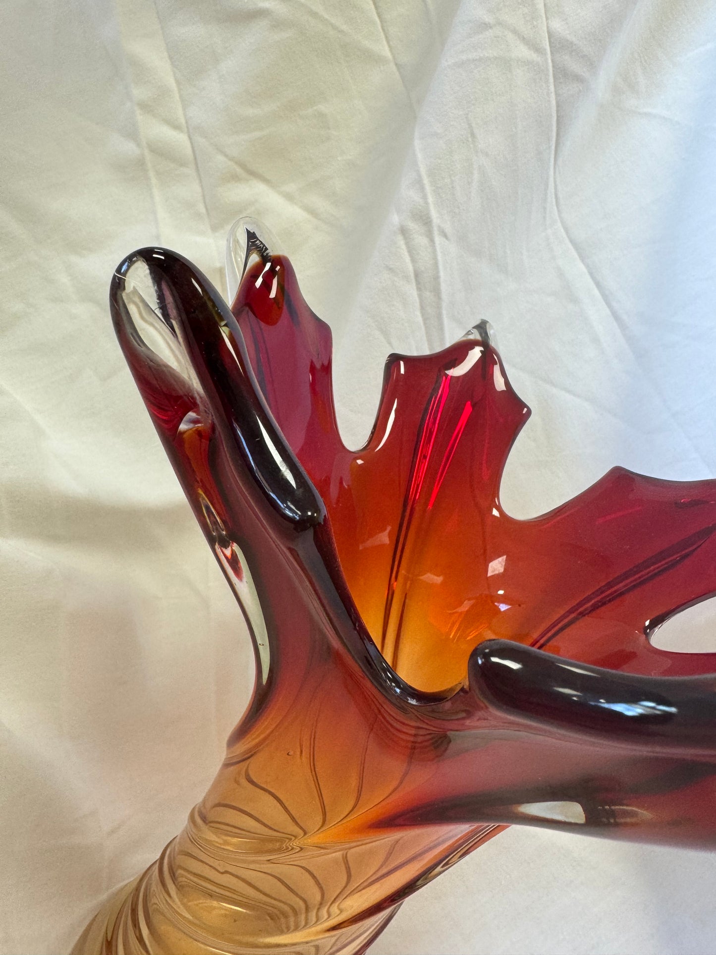 Vase en feuille d'érable Murano 70s