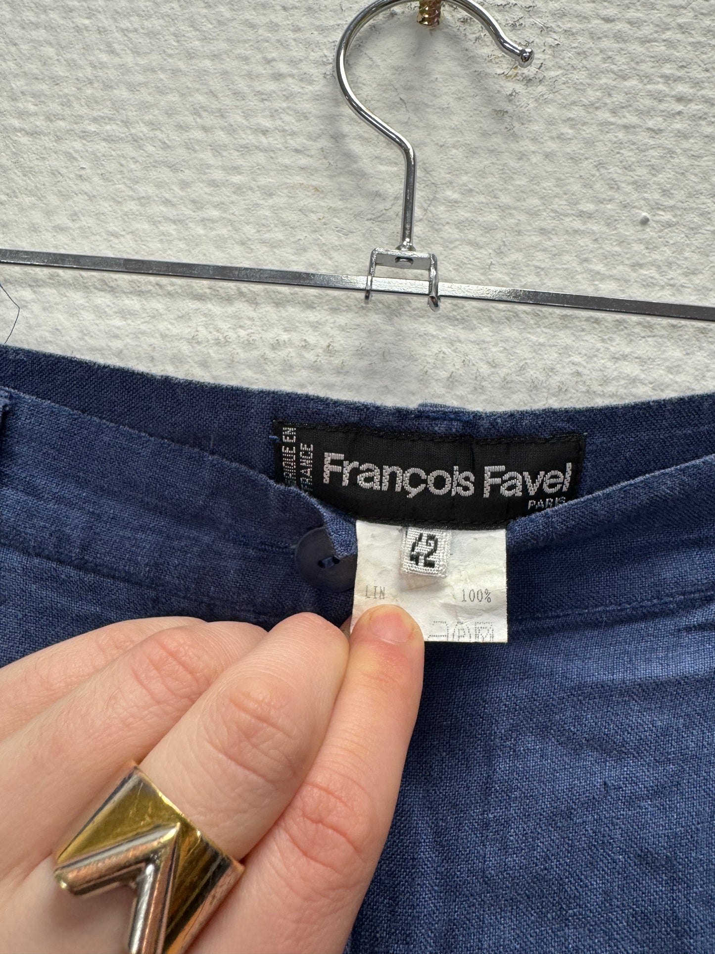 Pantalon en lin bleu
