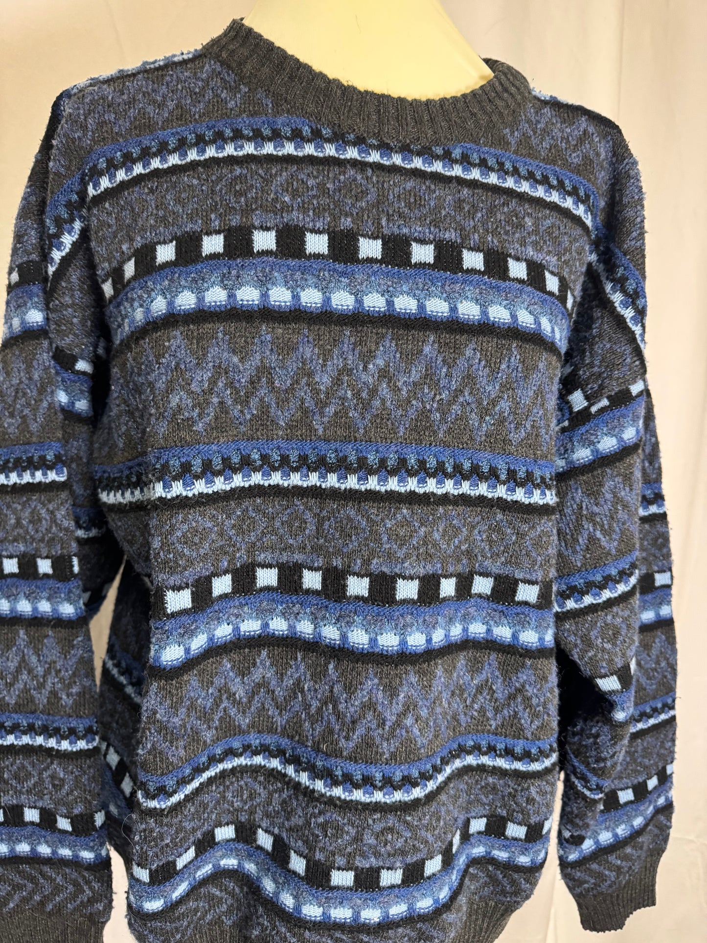 Pull jacquard bleu