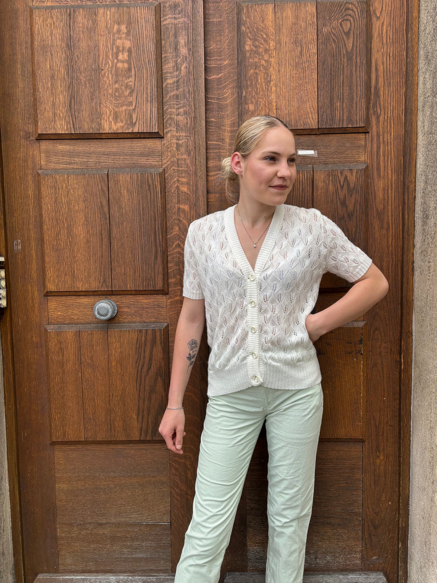 Pantalon vichy vert