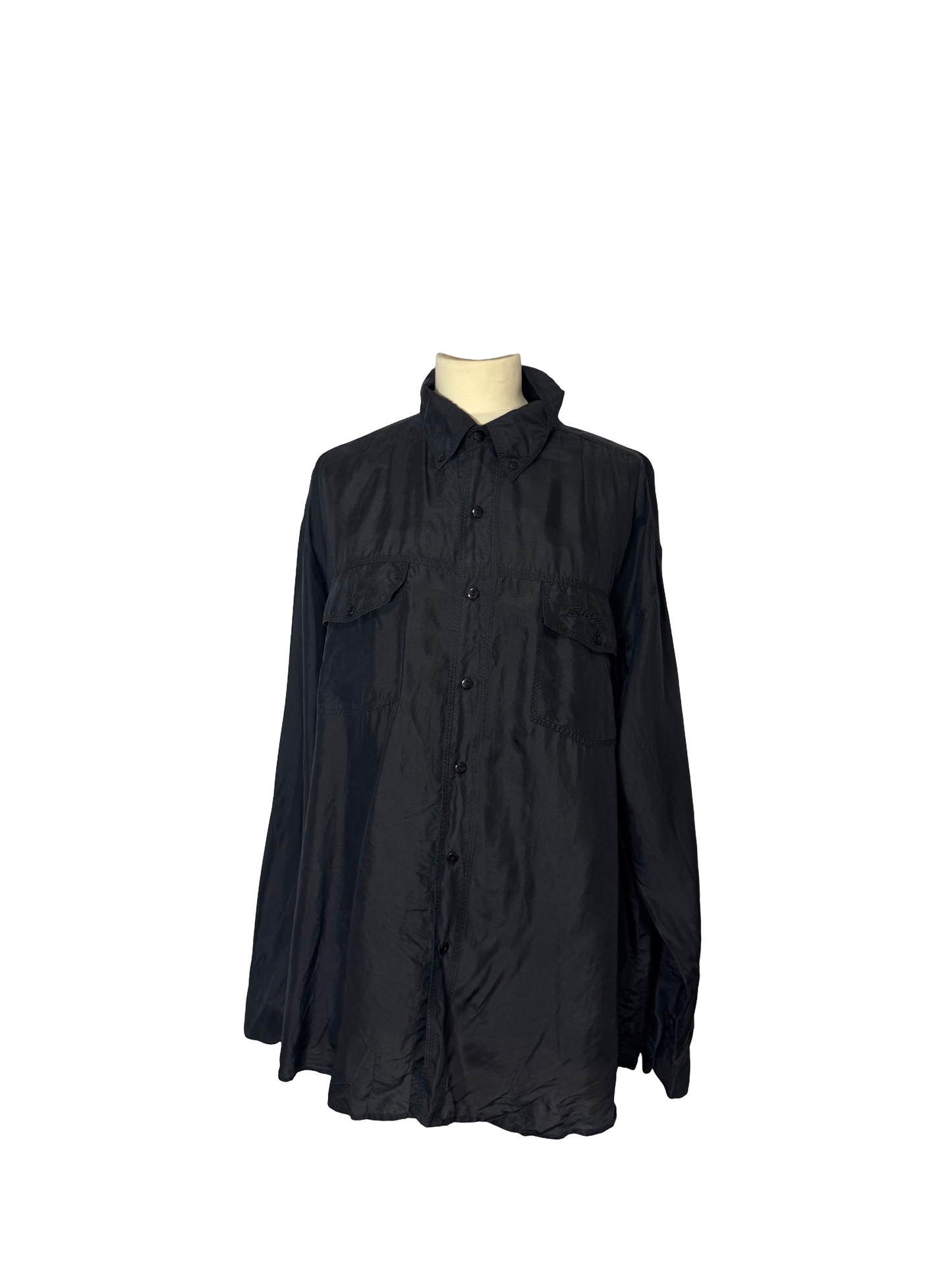 Chemise en soie noire