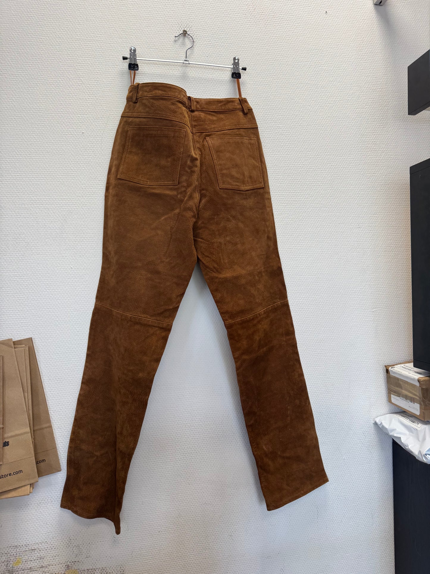 Pantalon en cuir marron