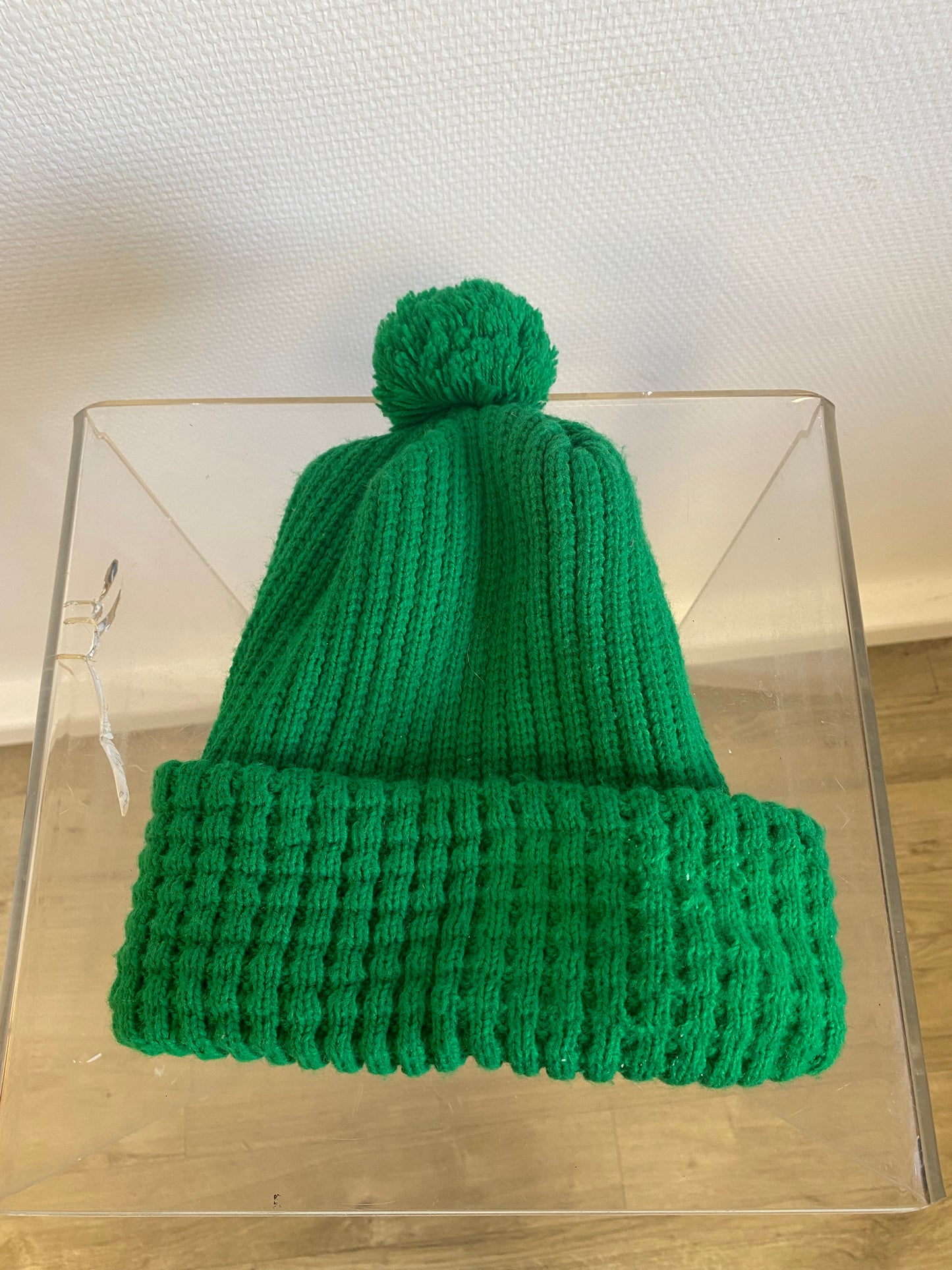 Bonnet en maille vert