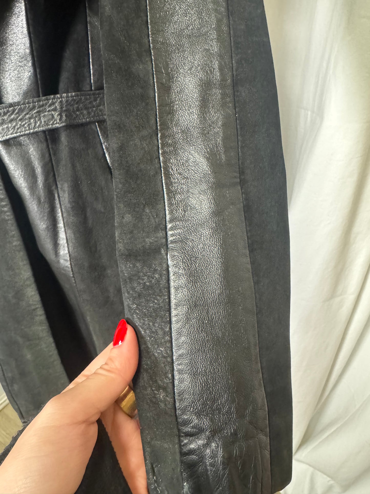 Manteau long en cuir