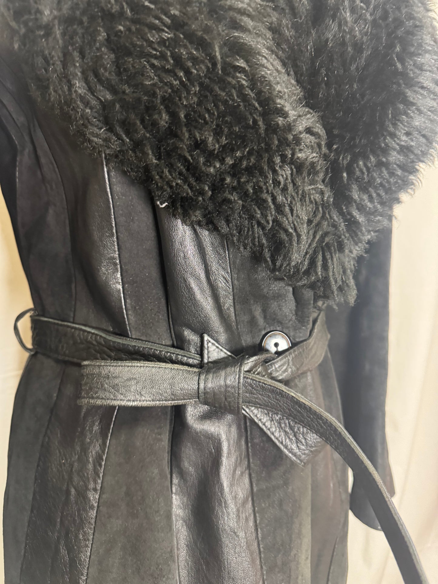 Manteau long en cuir