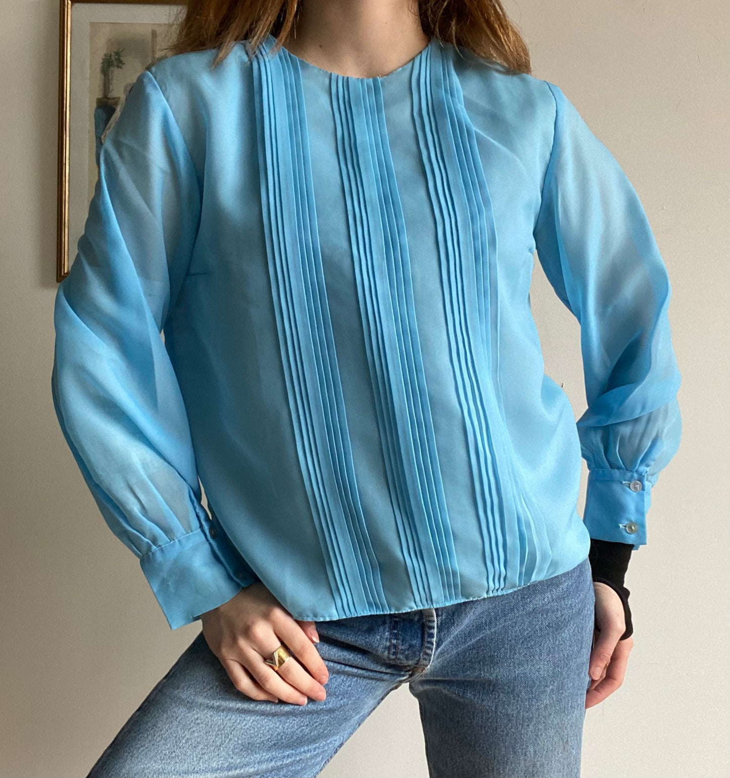 Blouse bleu 60s