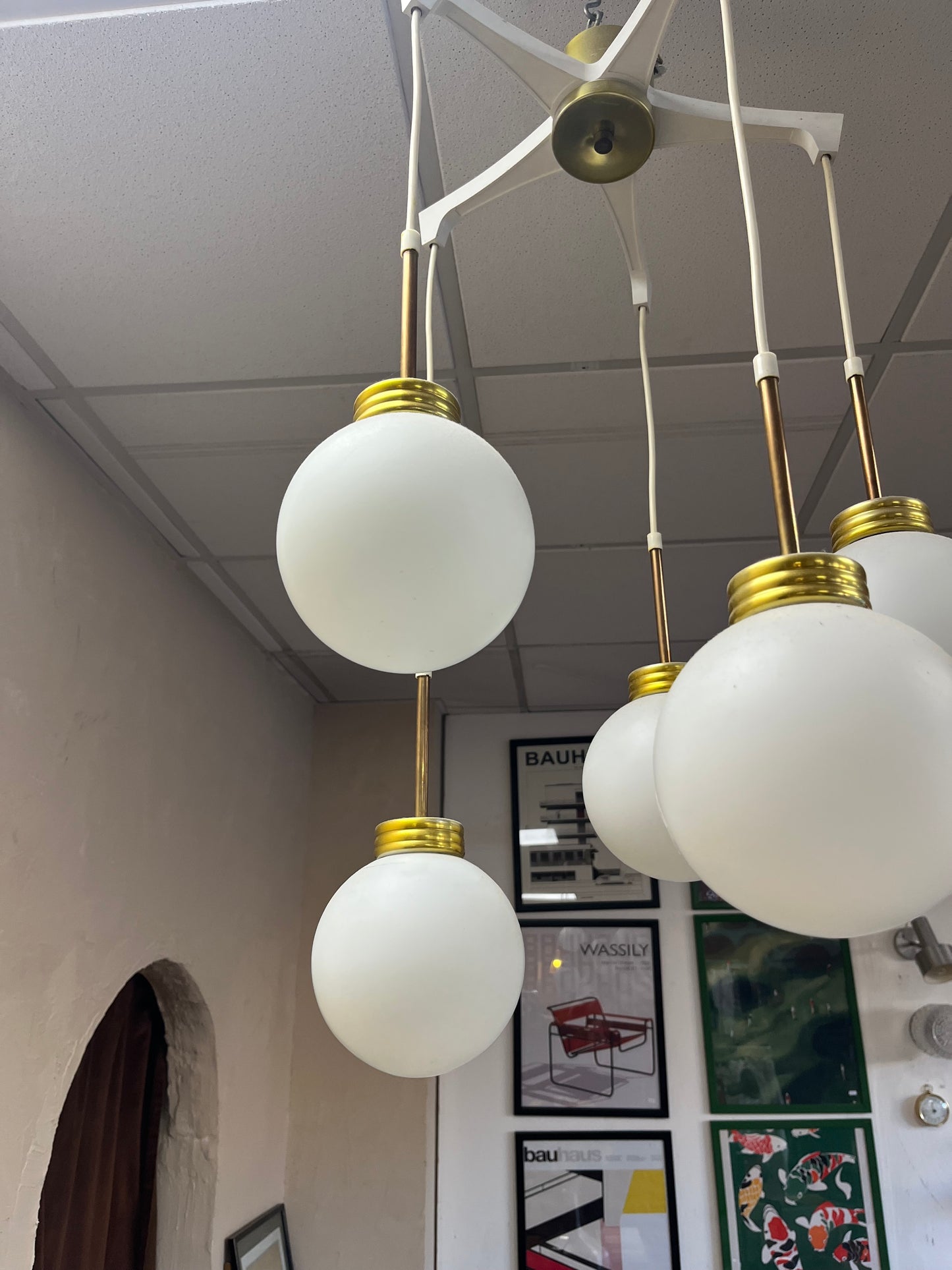 Lustre à boules en verre 1970