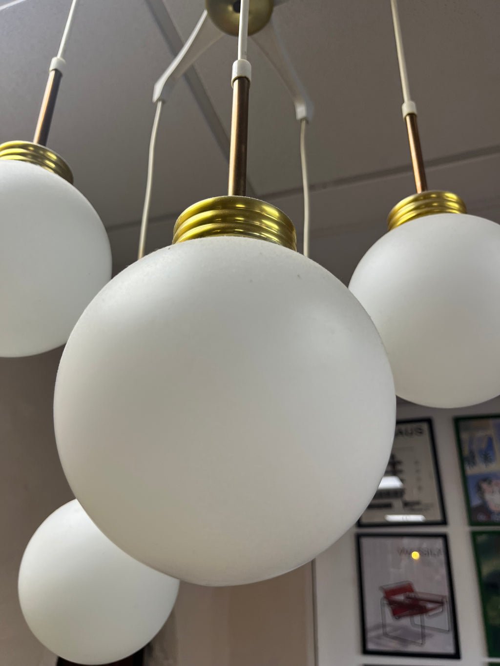 Lustre à boules en verre 1970