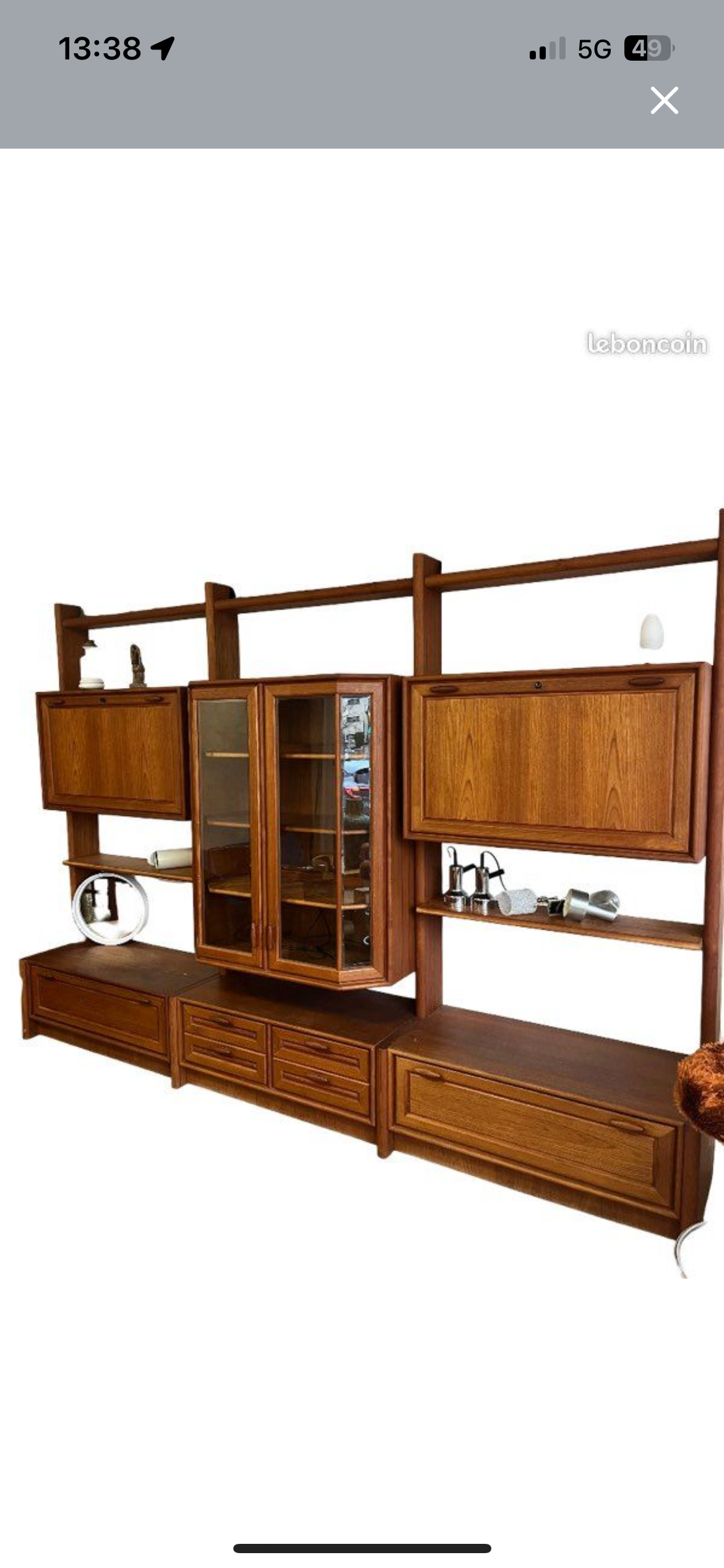 Bibliothèque scandinave en teck massif 1970