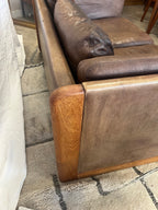 Banquette scandinave en teck massif et cuir 1970