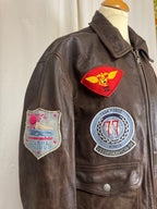 Blouson en cuir marron