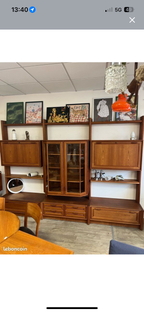 Bibliothèque scandinave en teck massif 1970