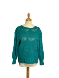 Pull ajourée vert