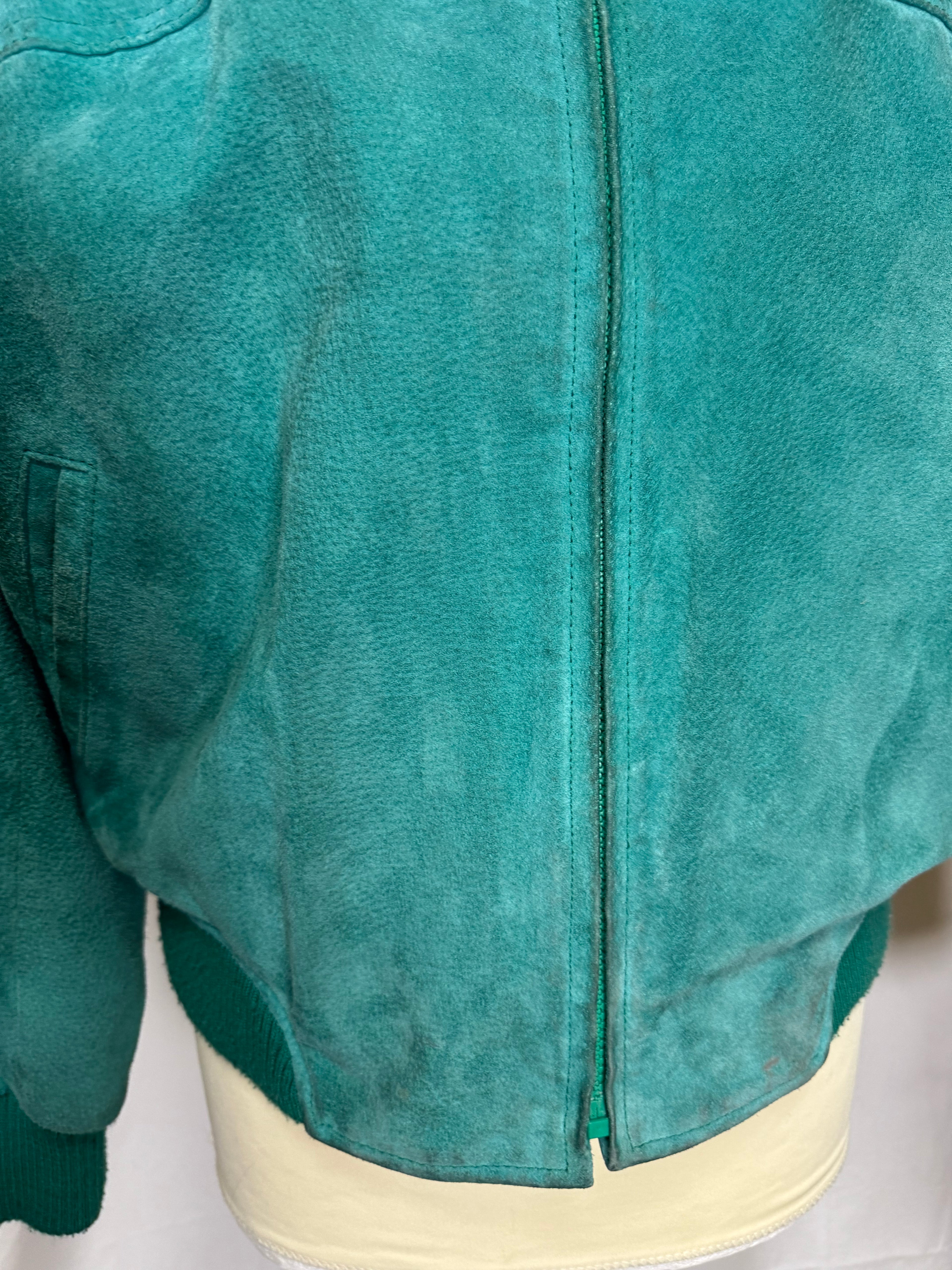 Bomber en cuir vert