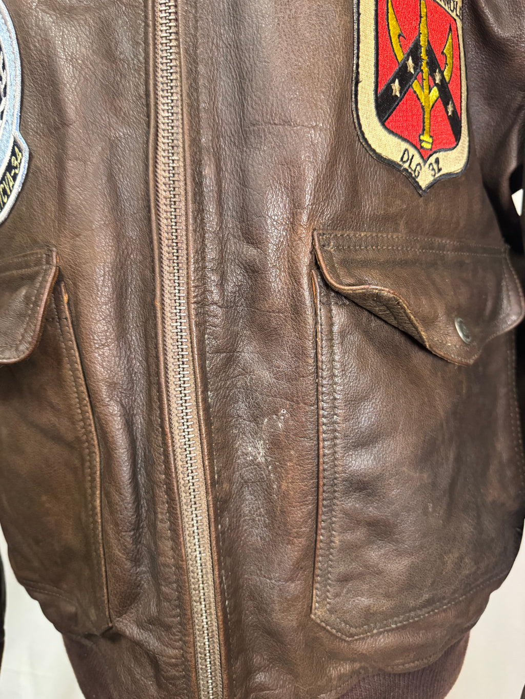 Blouson en cuir marron
