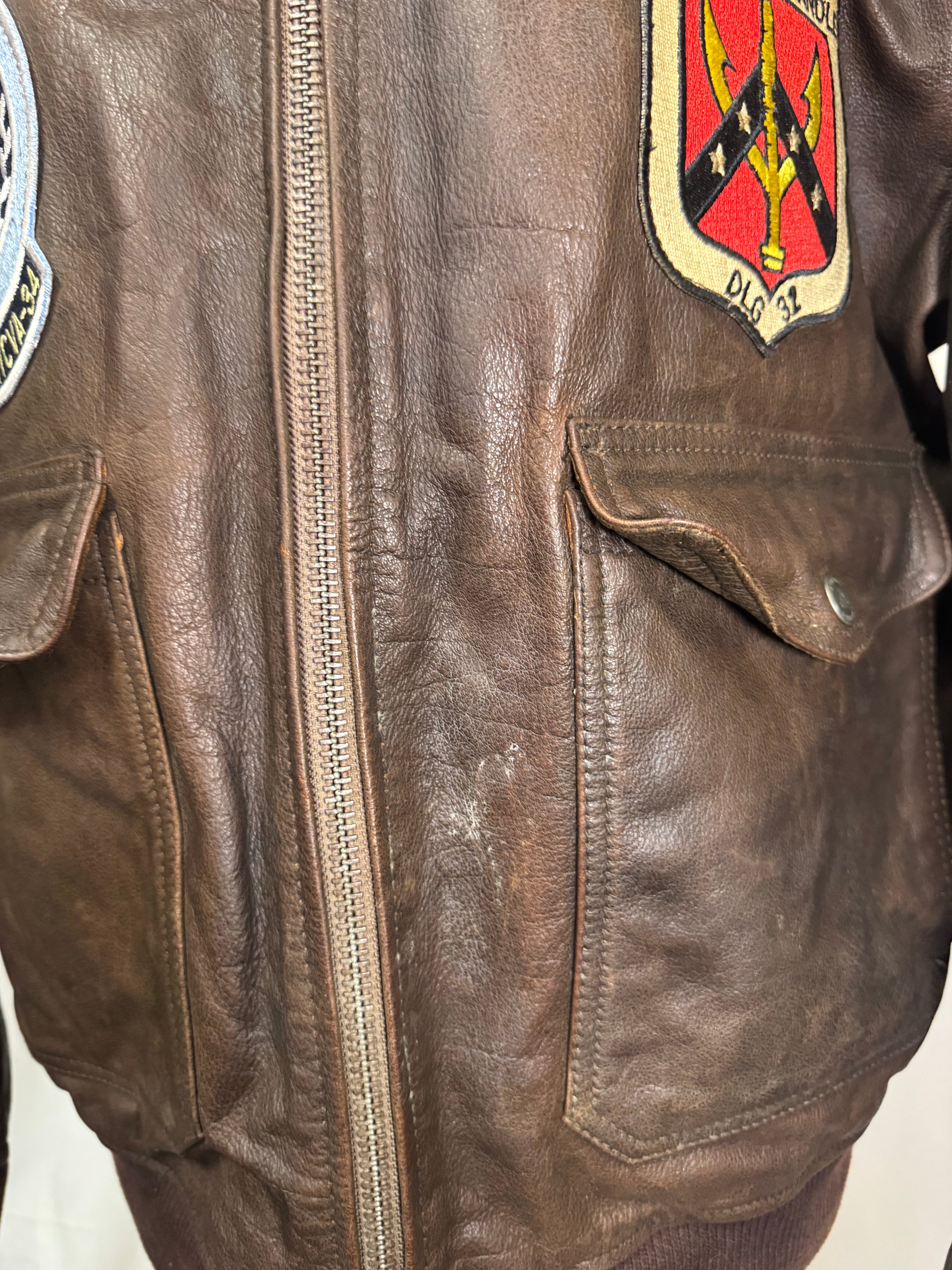 Blouson en cuir marron