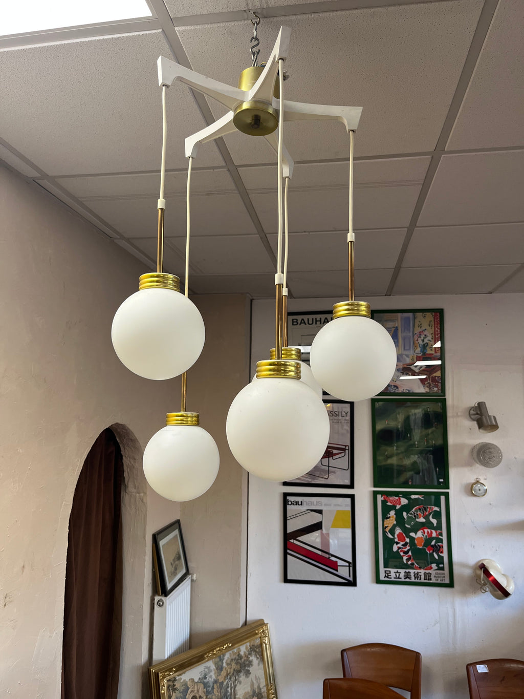 Lustre à boules en verre 1970