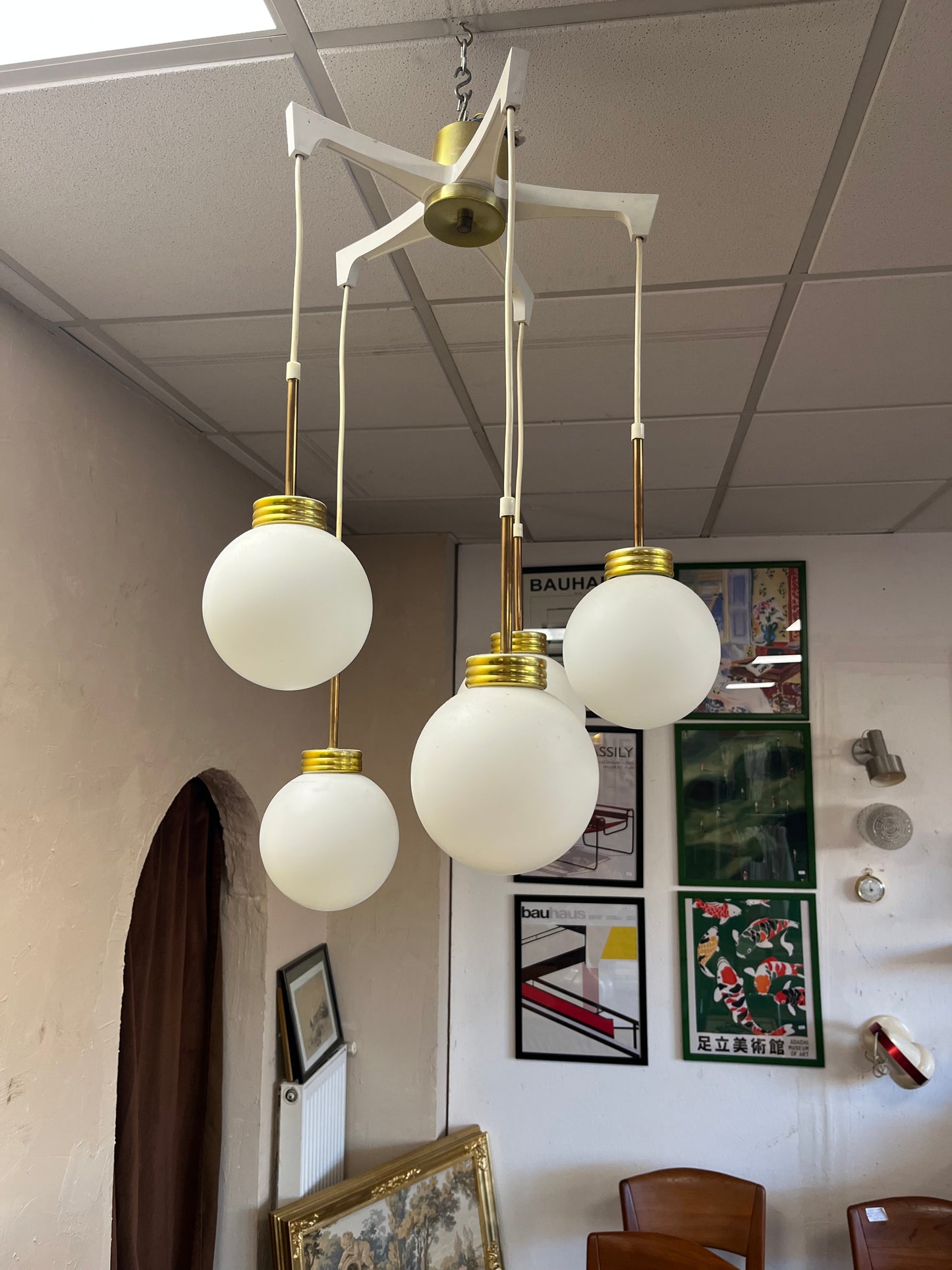 Lustre à boules en verre 1970