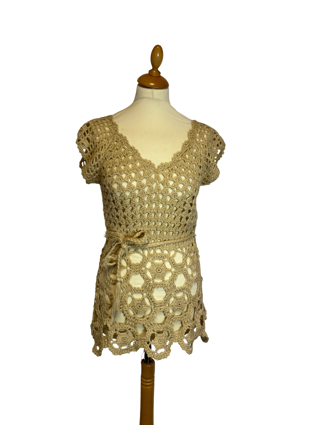 Blouse en crochet beige