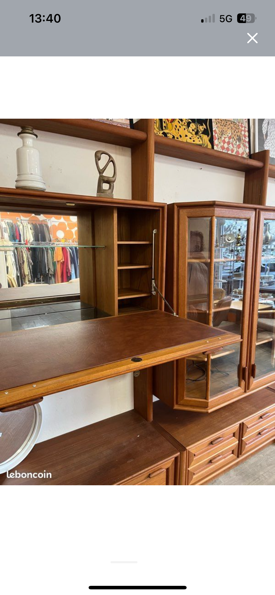 Bibliothèque scandinave en teck massif 1970