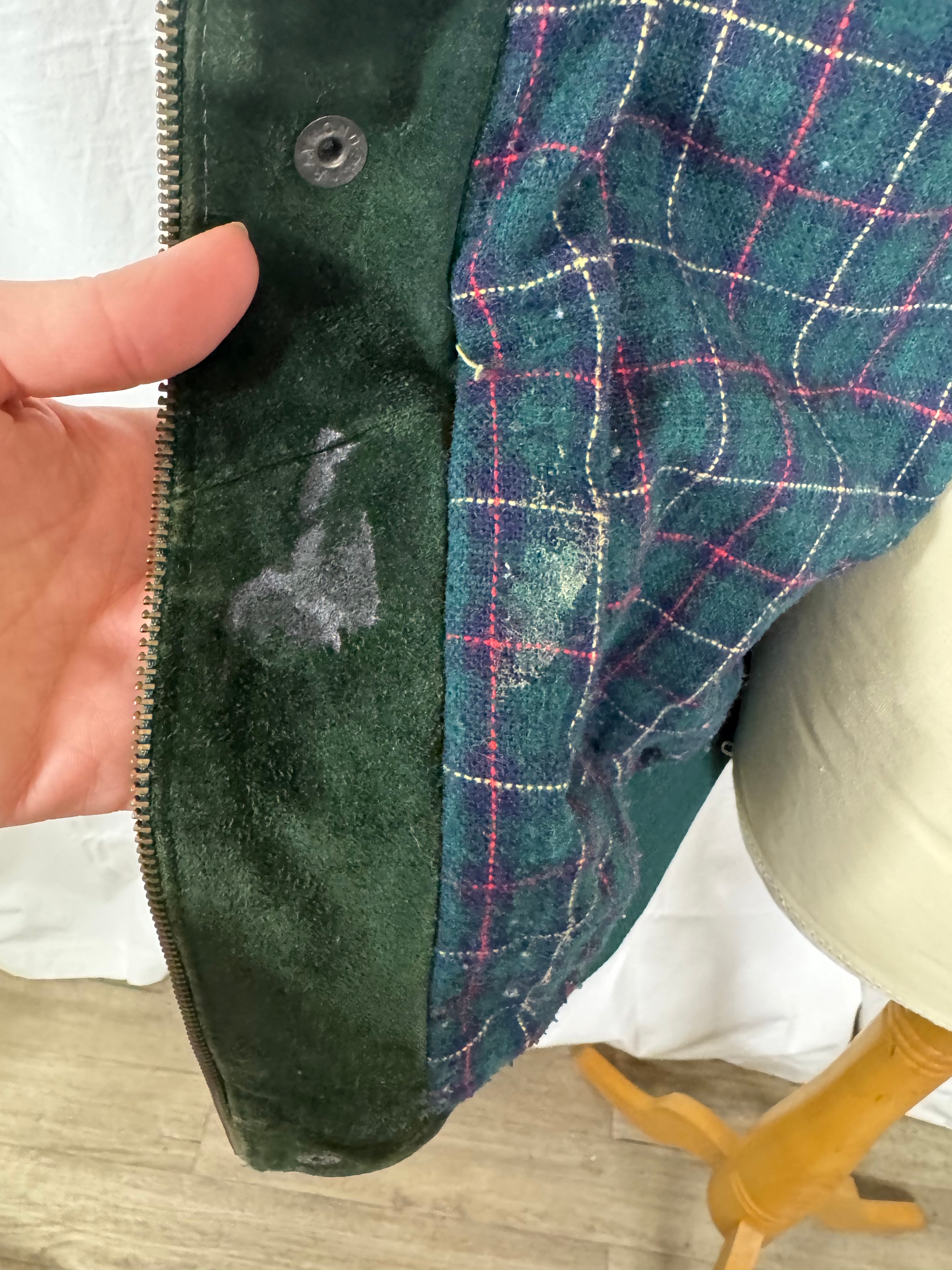 Veste en cuir vert 90s