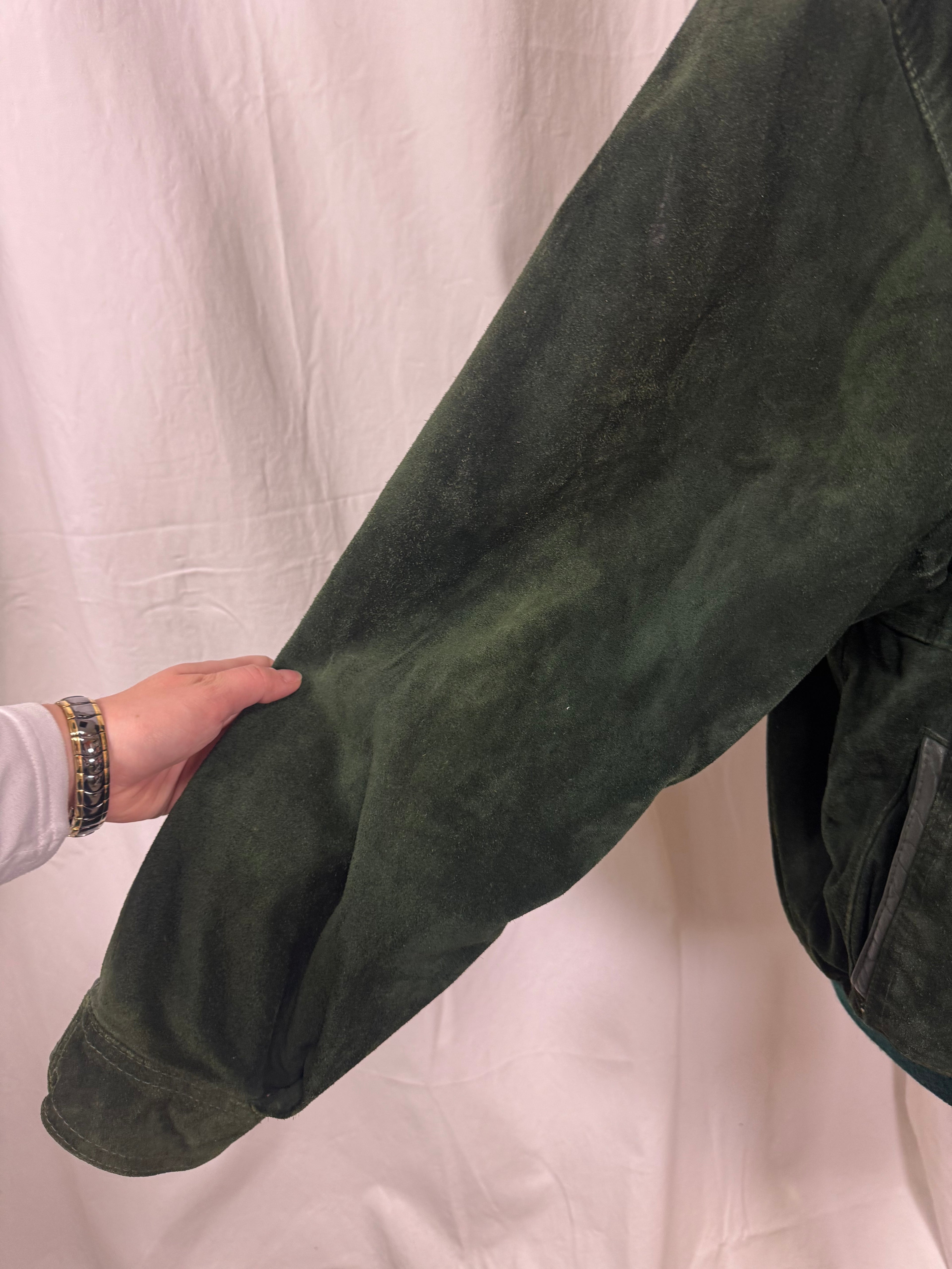 Veste en cuir vert 90s
