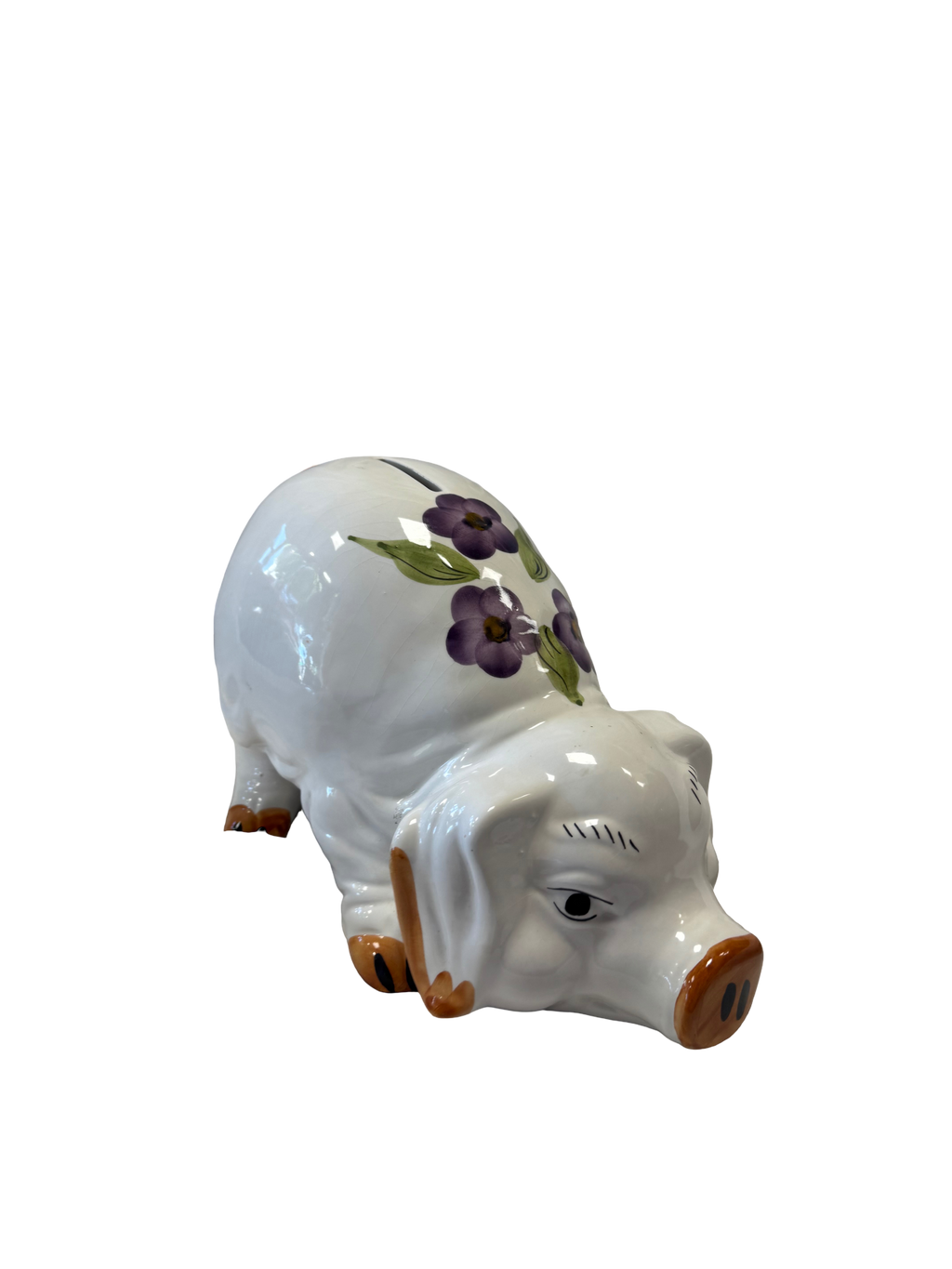 Tirelire cochon à fleurs