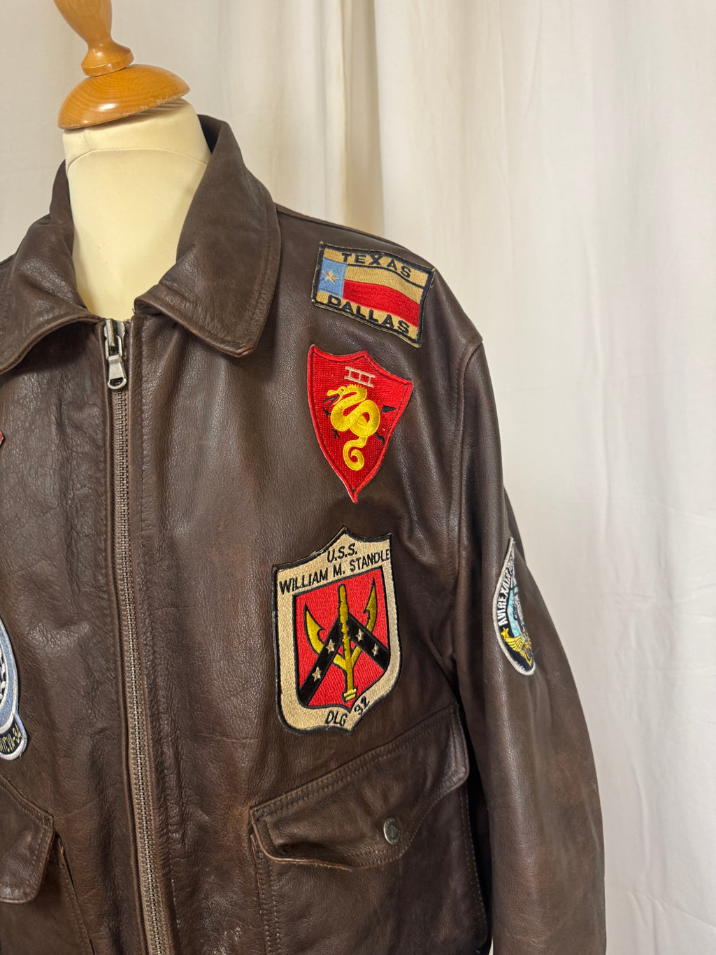 Blouson en cuir marron