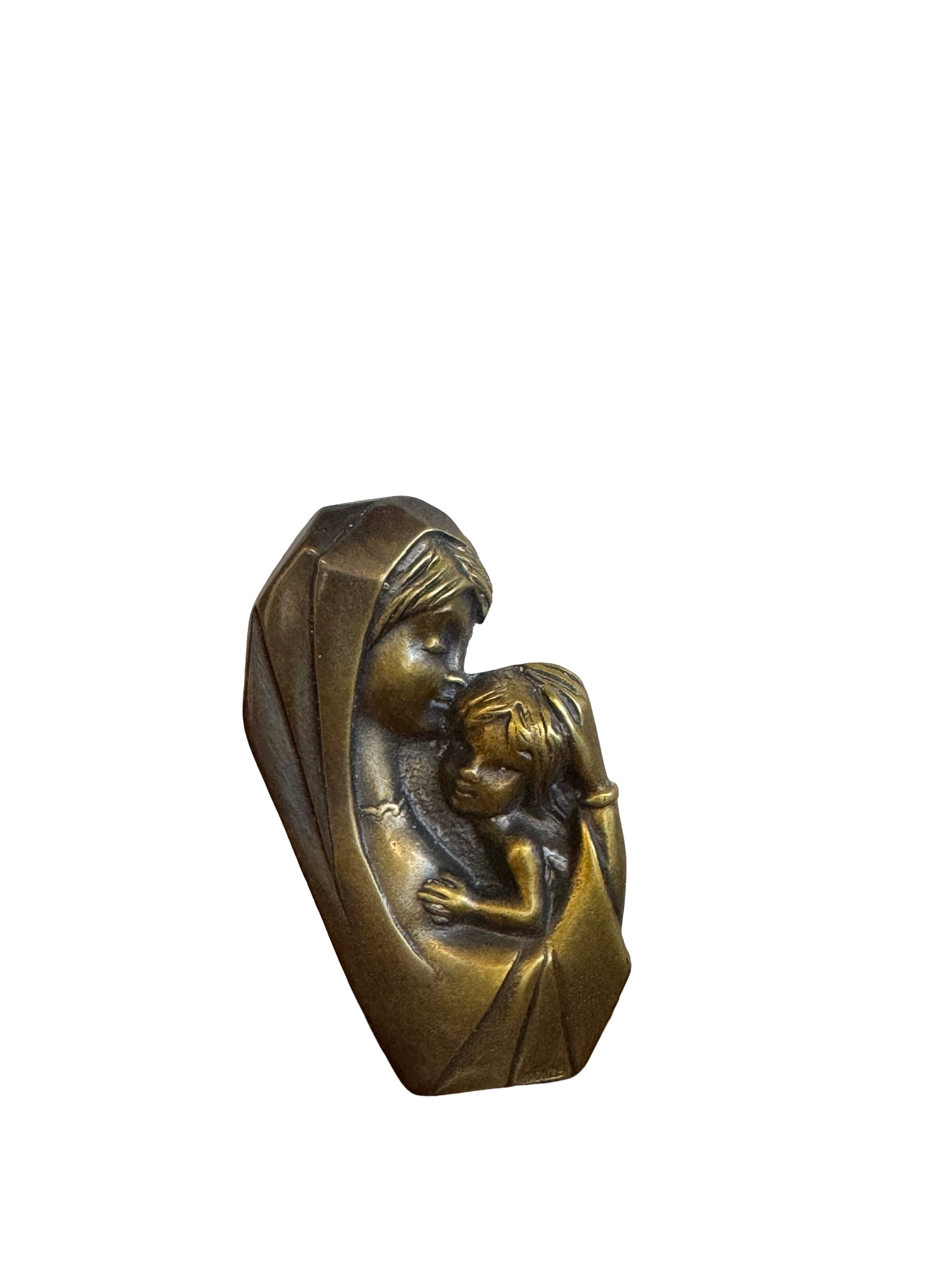 Vierge à l'enfant en bronze