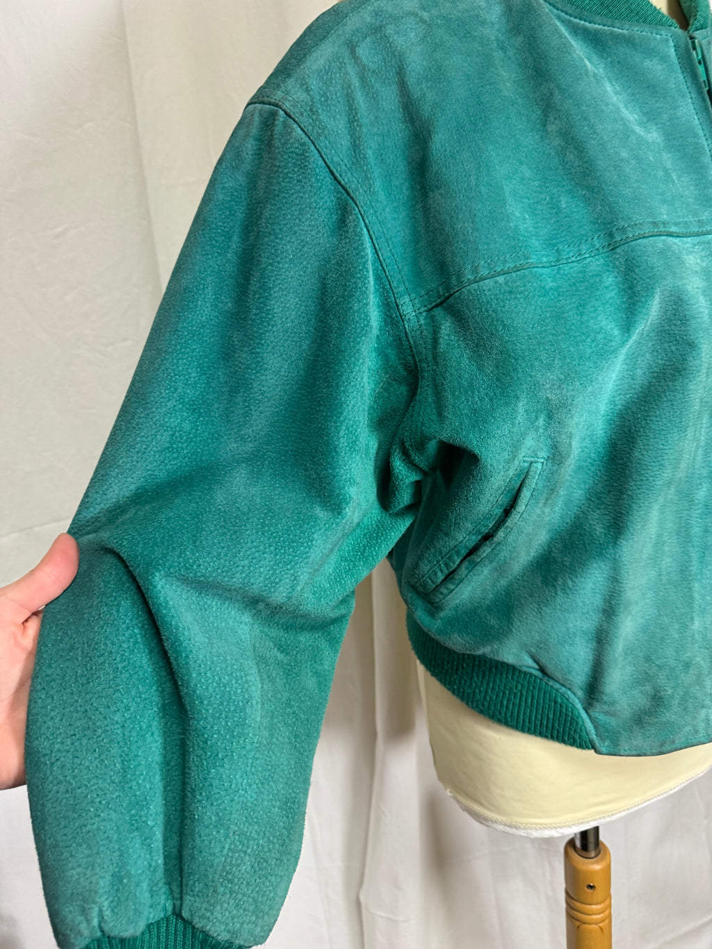 Bomber en cuir vert