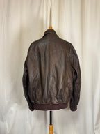 Blouson en cuir marron