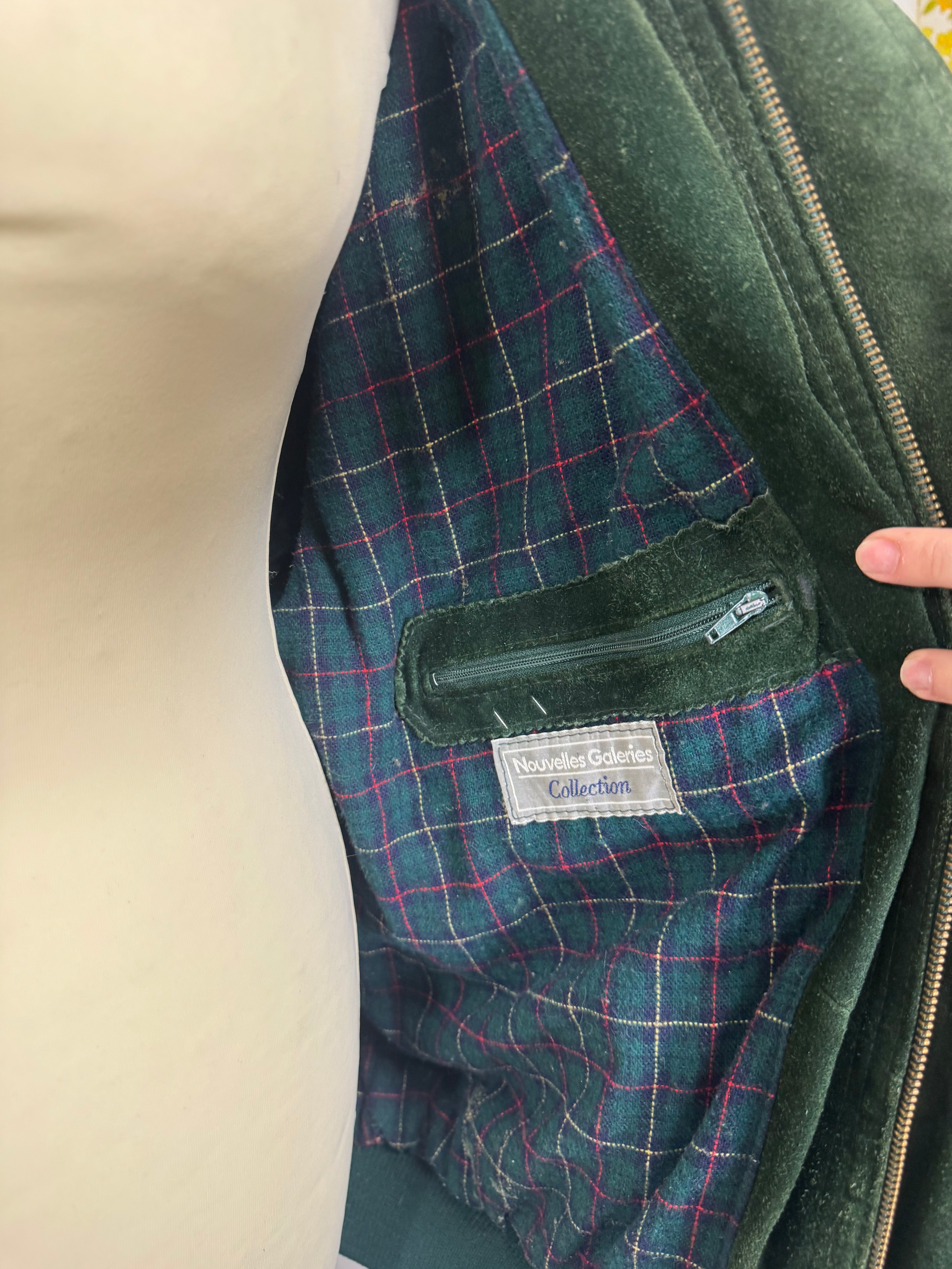 Veste en cuir vert 90s