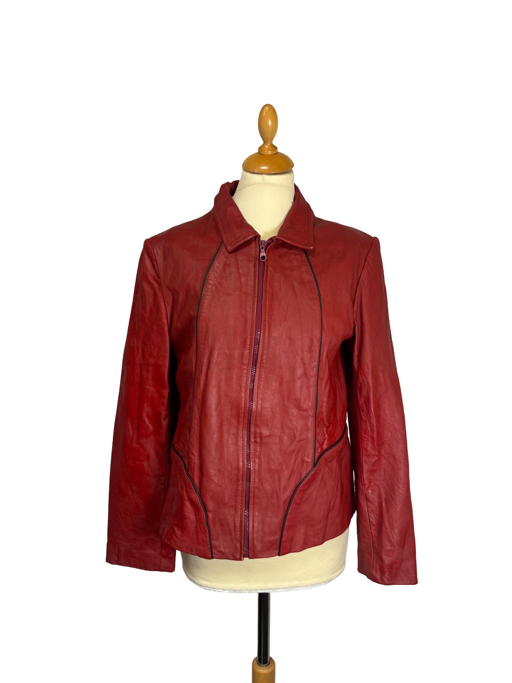 Veste en cuir rouge