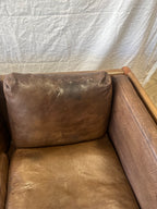 Banquette scandinave en teck massif et cuir 1970