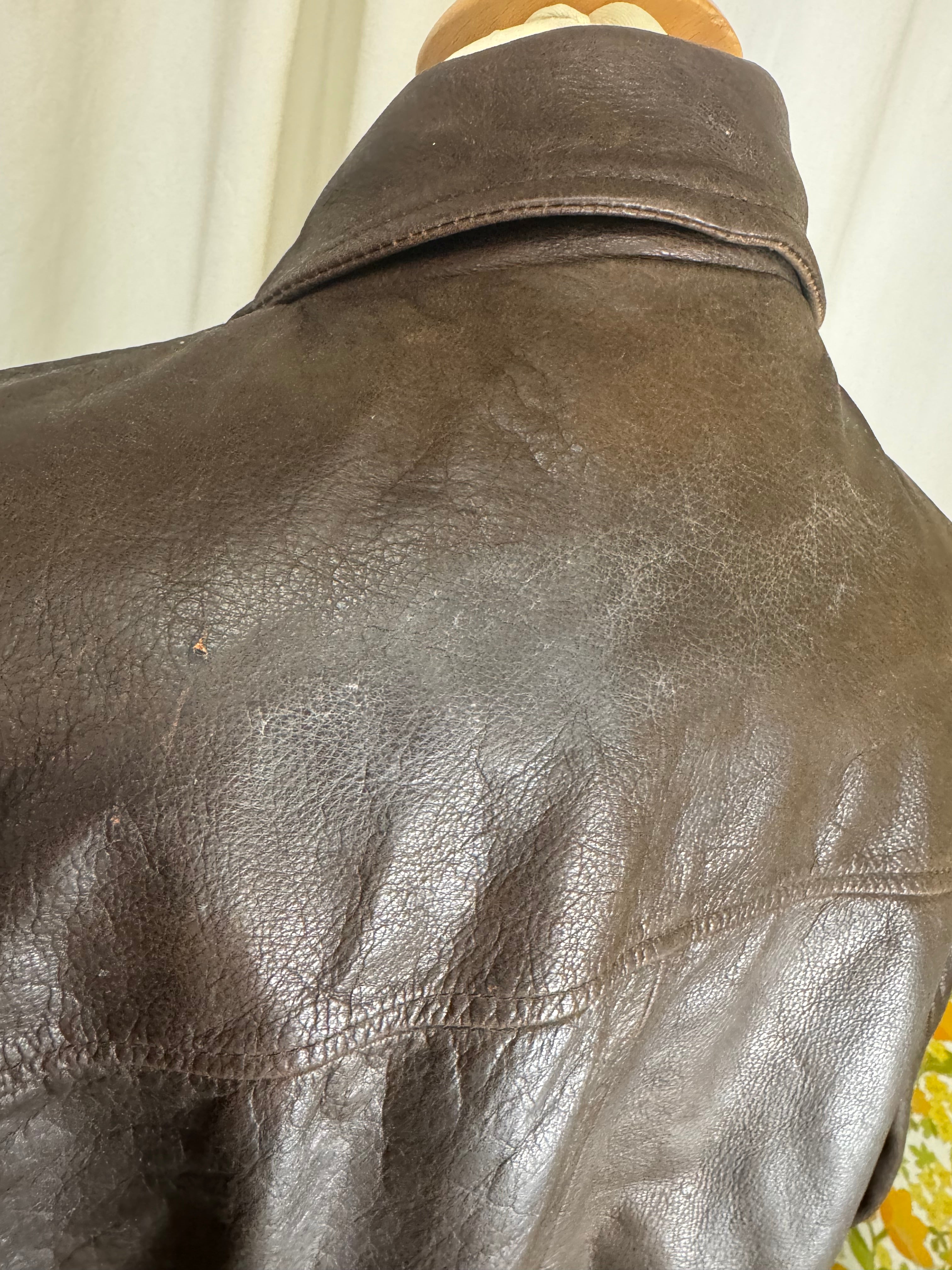 Blouson en cuir marron