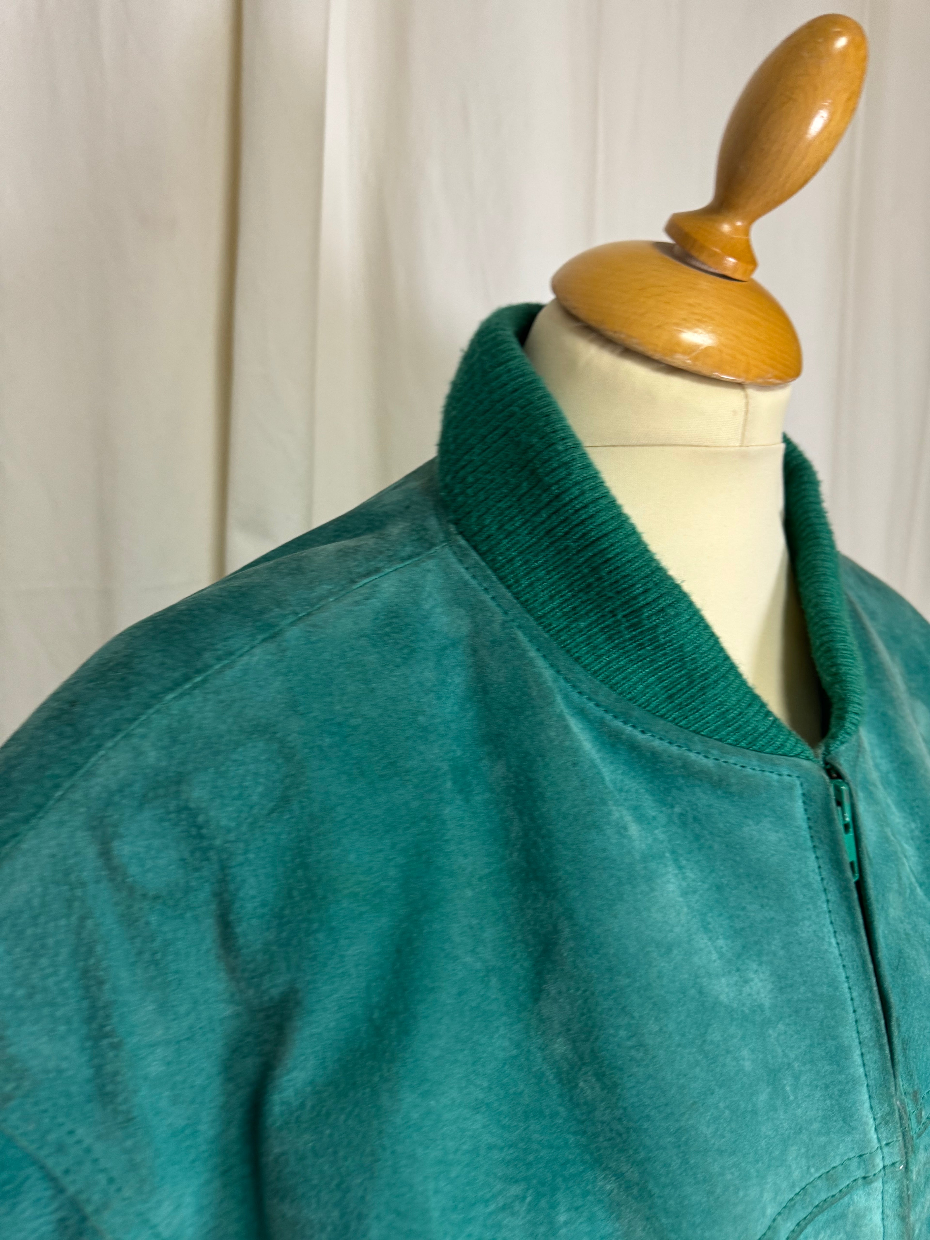 Bomber en cuir vert