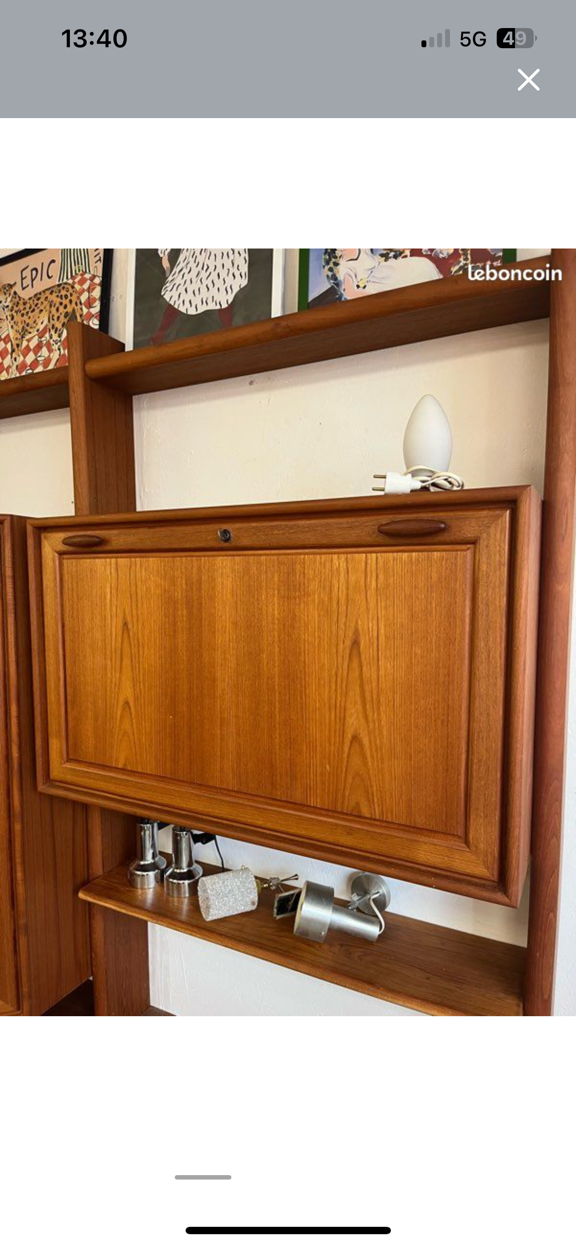 Bibliothèque scandinave en teck massif 1970