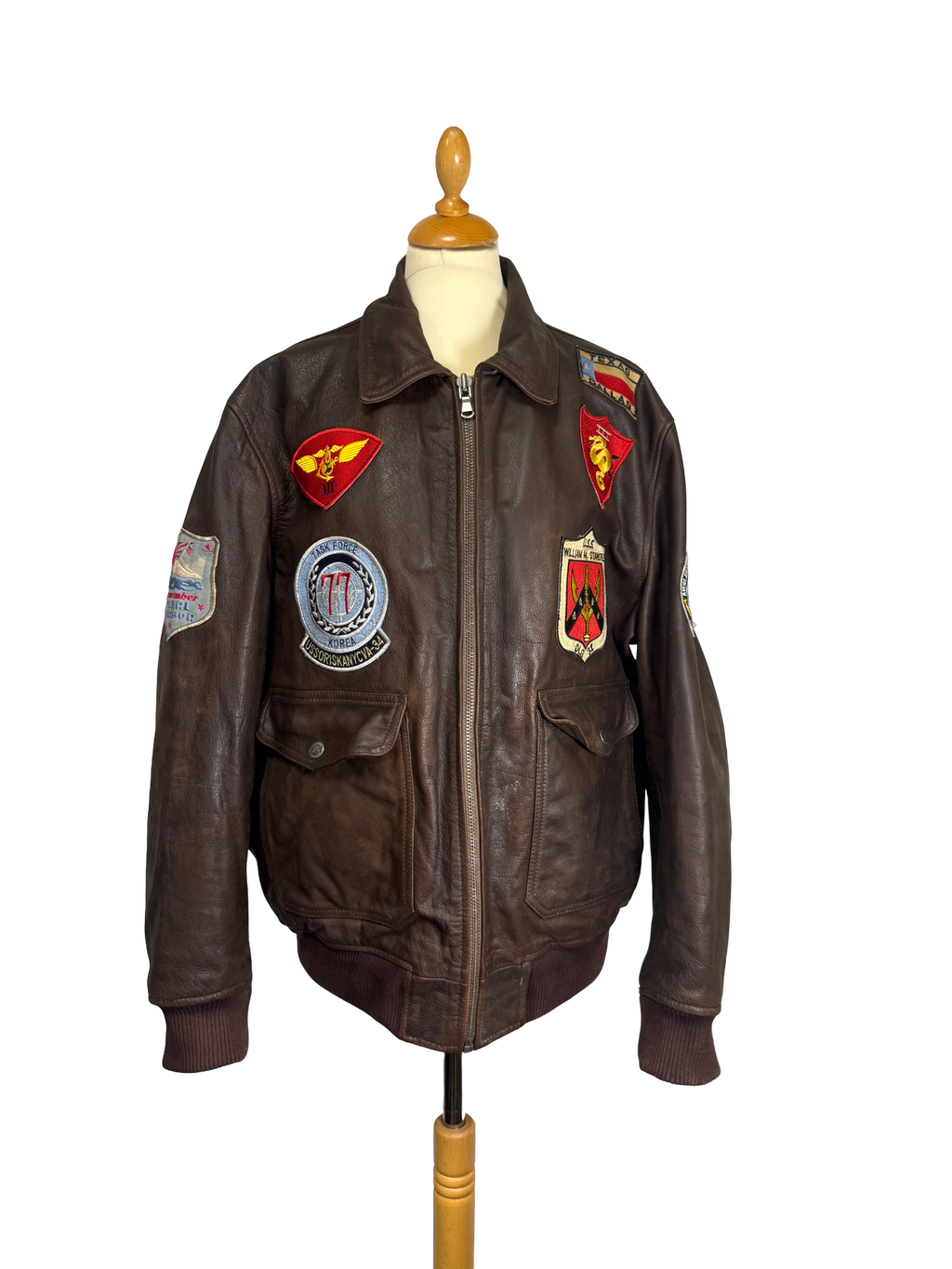 Blouson en cuir marron