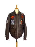 Blouson en cuir marron