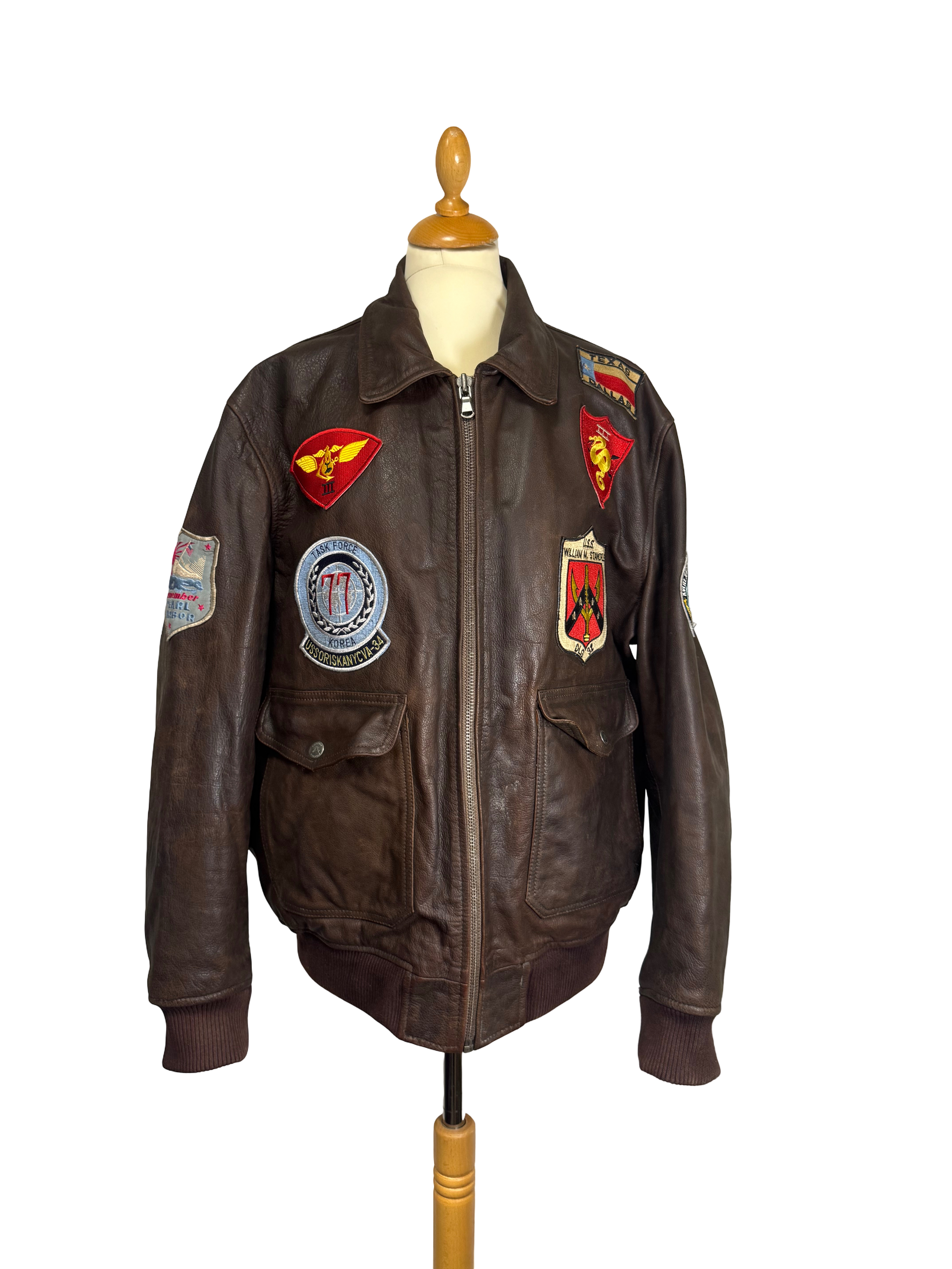 Blouson en cuir marron