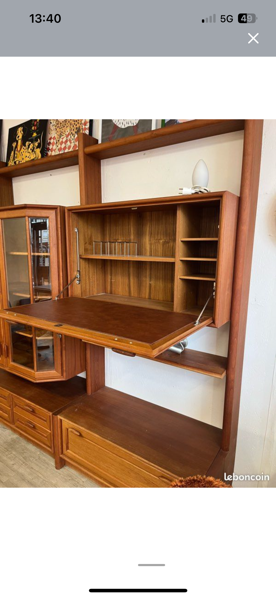 Bibliothèque scandinave en teck massif 1970