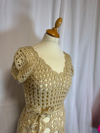 Blouse en crochet beige