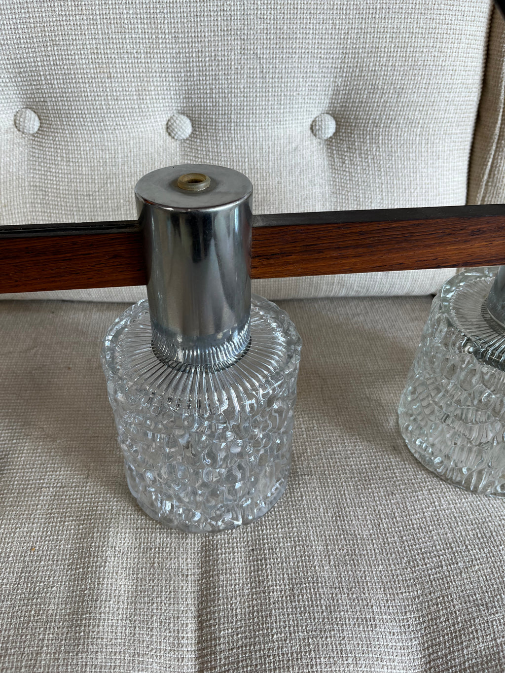 Suspension scandinave palissandre et chrome 1970