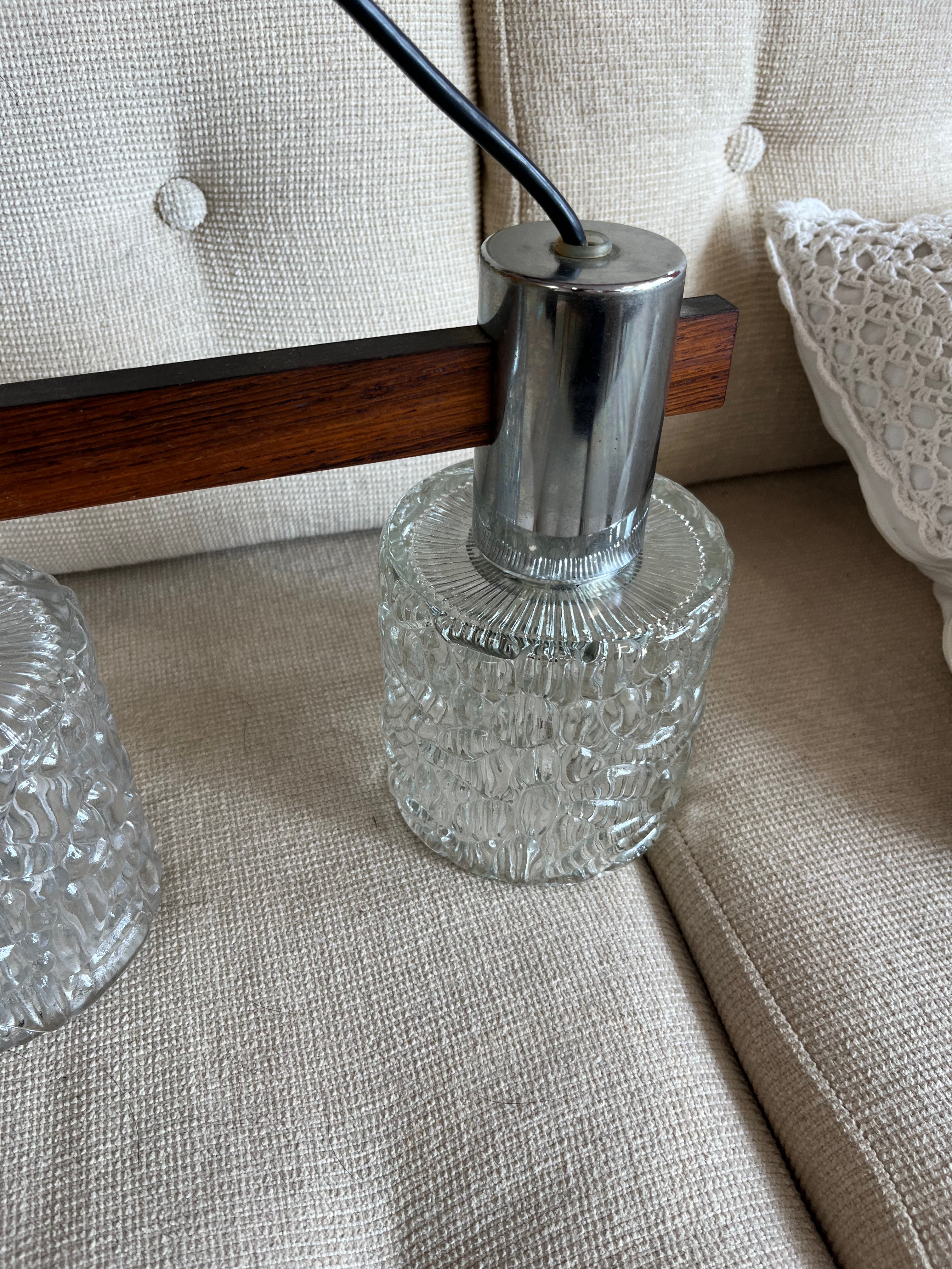 Suspension scandinave palissandre et chrome 1970