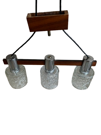 Suspension scandinave palissandre et chrome 1970